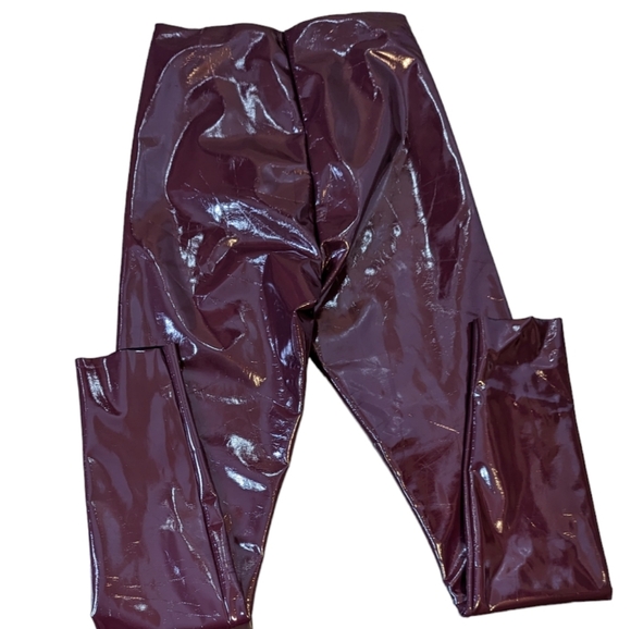 Control Top Faux Burgundy Patent Leather Leggings... Size Large fits (12-14) - Picture 6 of 7